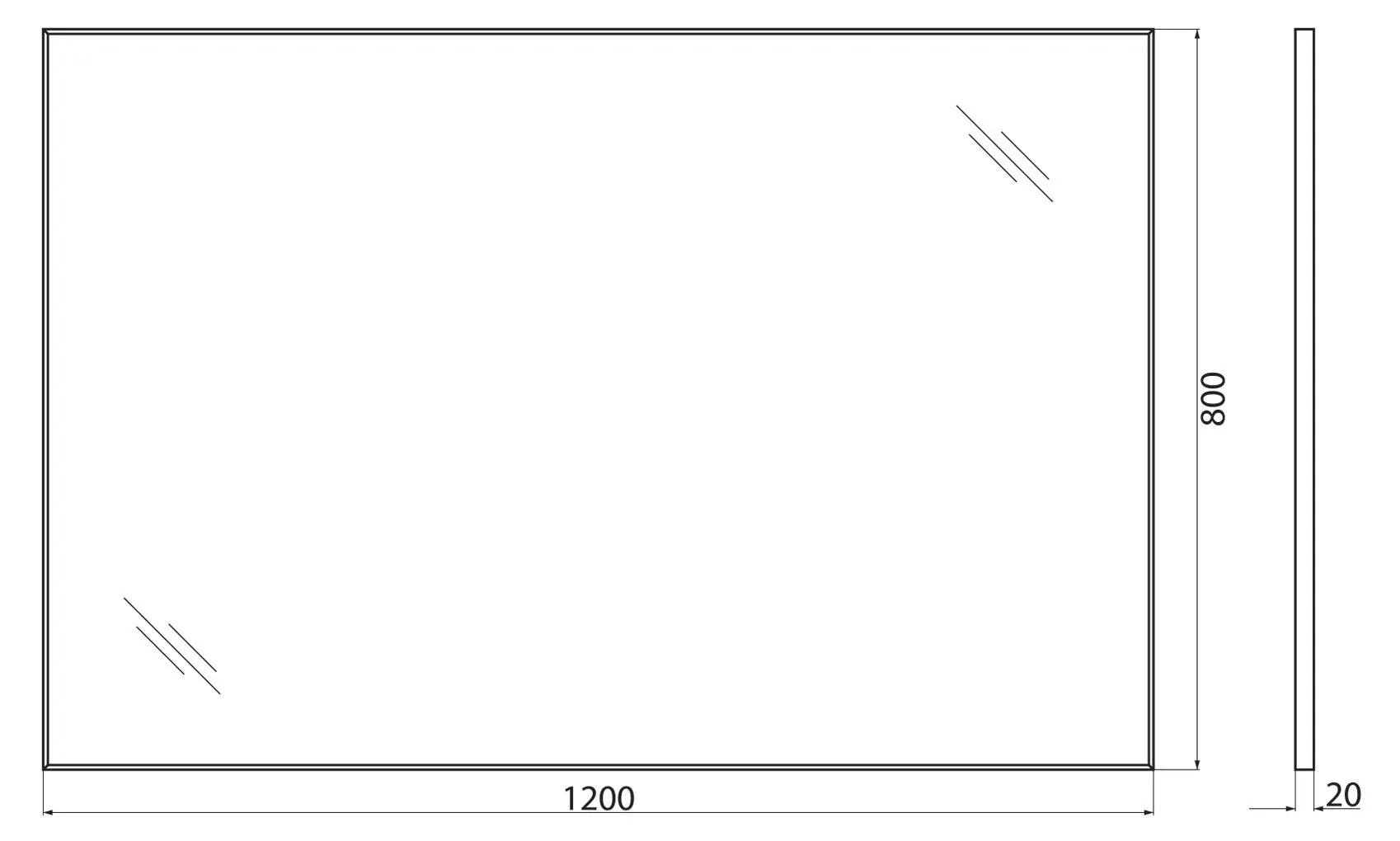 Габаритная схема Зеркало BelBagno SPC-AL-1200-800