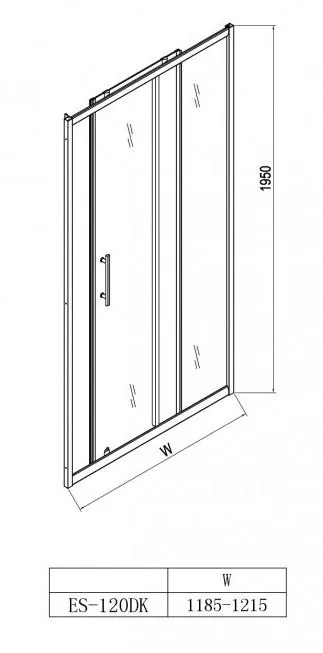 Габаритная схема Душевая дверь Esbano ES-120DK 120
