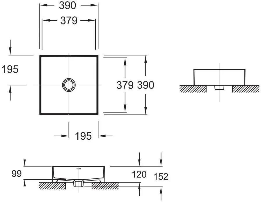 Габаритная схема Раковина Jacob Delafon Delta Pure E90011-0