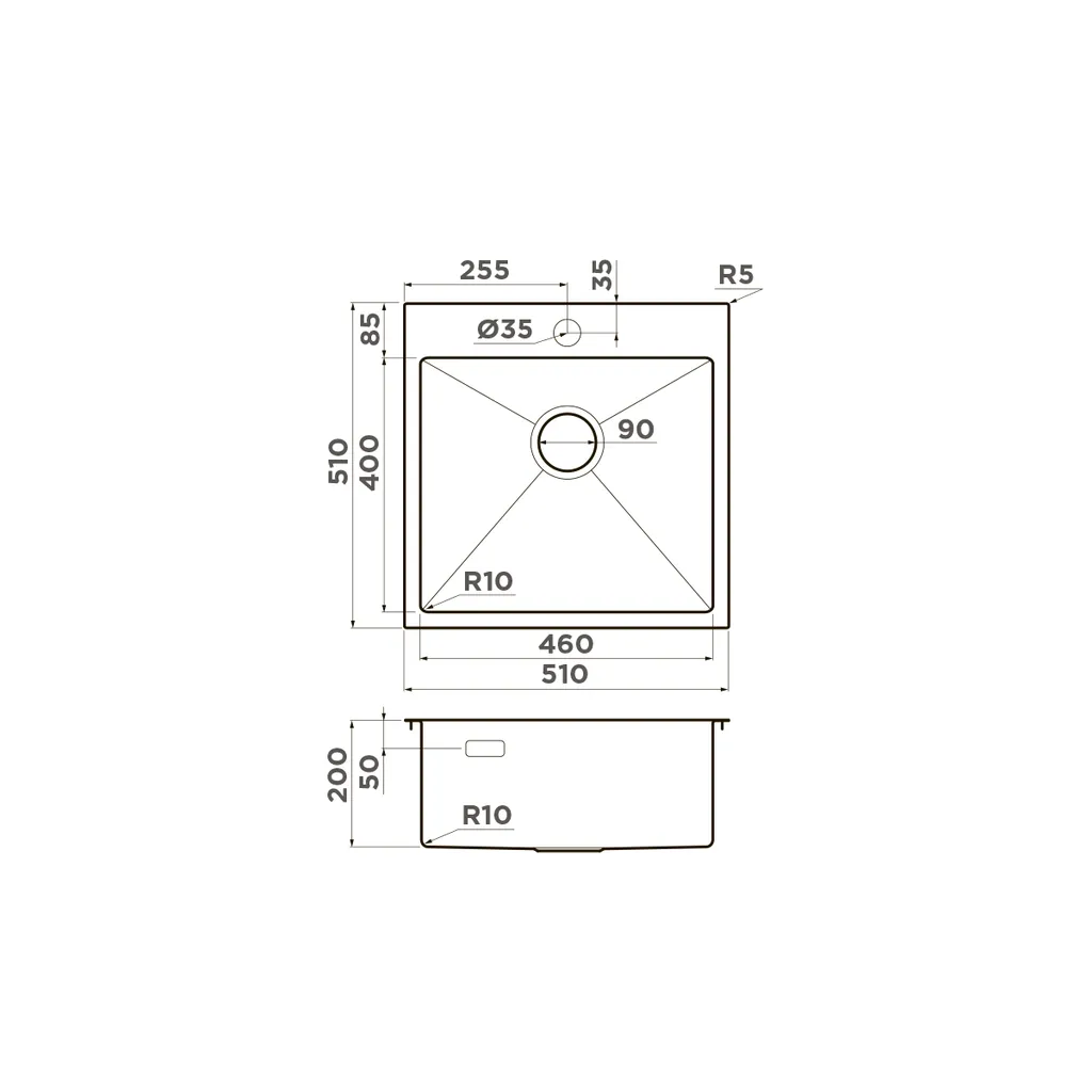 Габаритная схема Мойка кухонная Omoikiri Akisame 51-GB графит