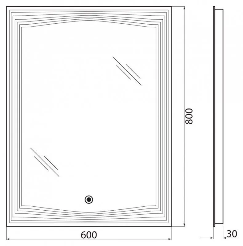 Габаритная схема Зеркало BelBagno SPC-LNS-600-800-LED-TCH