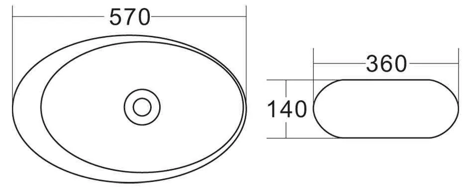 Габаритная схема Раковина BelBagno BB1396