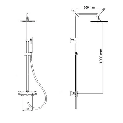 Габаритная схема Душевая стойка RGW Shower Panels SP-21