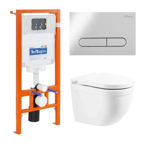 Комплект BelBagno Senso-R BB017CHR/BB865SC/BB002-80/BB005-PR-CHROME кнопка смыва хром глянец 