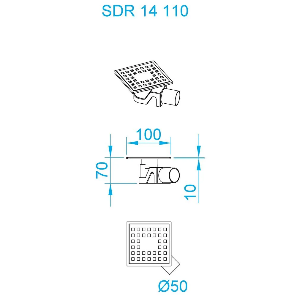 Габаритная схема Душевой трап RGW Shower Drain SDR-14 47211411-01