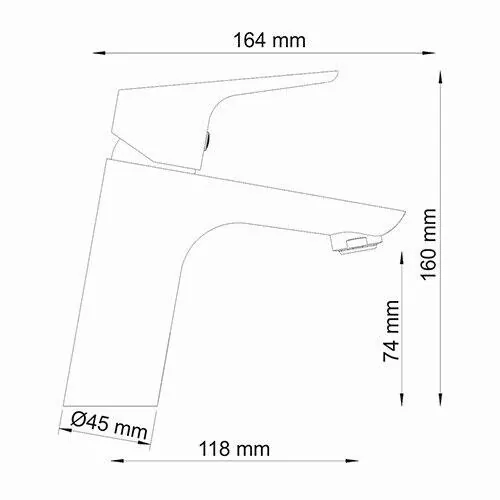 Габаритная схема Смеситель Wasserkraft Lippe 4503 для раковины