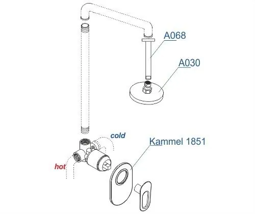 Габаритная схема Душевой комплект Wasserkraft Kammel A12830