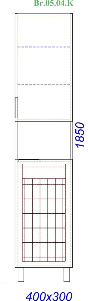 Габаритная схема Шкаф-пенал Aqwella Brig 40 с бельевой корзиной