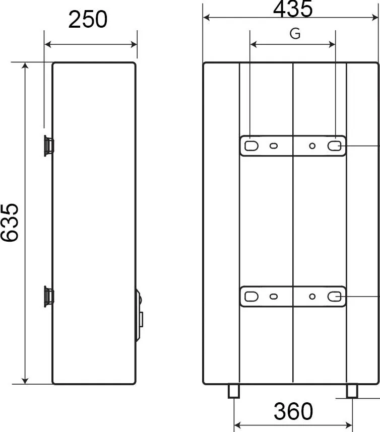 Габаритная схема Водонагреватель Electrolux EWH 30 Gladius 2.0