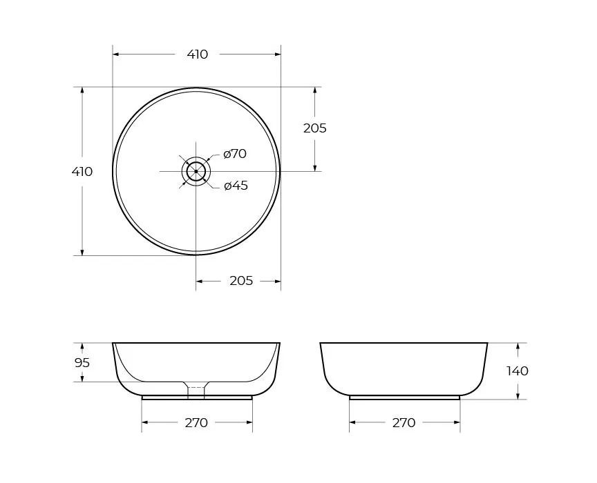 Габаритная схема Раковина BelBagno BB1315-H316 40 см