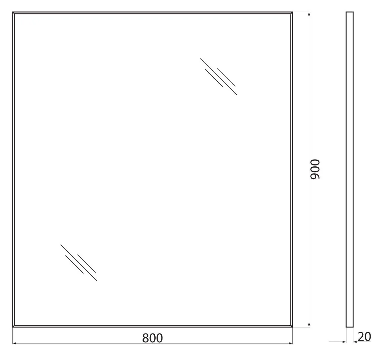 Габаритная схема Зеркало BelBagno SPC-AL-800-900