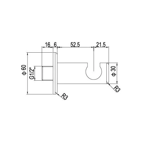 Габаритная схема Шланговое подключение RGW Shower Panels SP-183 держатель для душа