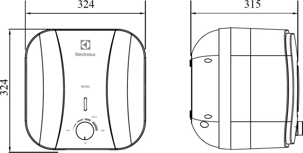 Габаритная схема Водонагреватель Electrolux EWH 10 Q-bic O