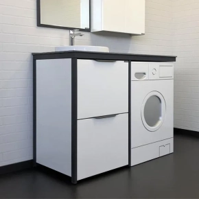 Тумба с раковиной Comforty Лозанна 120 белый глянец, для стиральной машины 