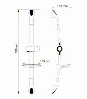 Габаритная схема Душевая штанга Wasserkraft A006