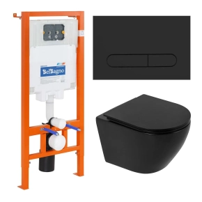 Комплект BelBagno Colorado BB062CHR-MB/BB062SC-MB/BB002-80/BB007-PR-NERO.M кнопка смыва черная матовая 