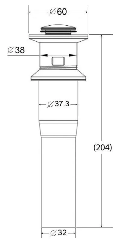 Габаритная схема Донный клапан BelBagno BB-PCU-03-BORO