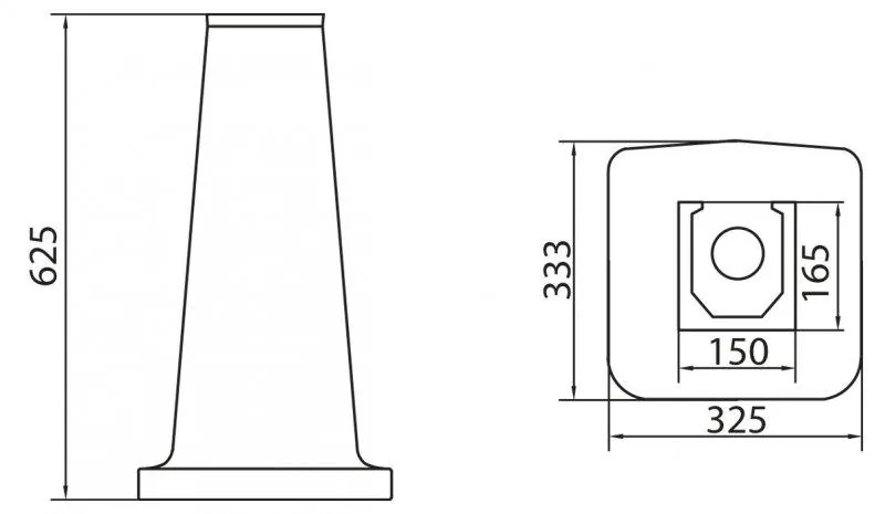 Габаритная схема Пьедестал для раковины BelBagno Boheme BB115P