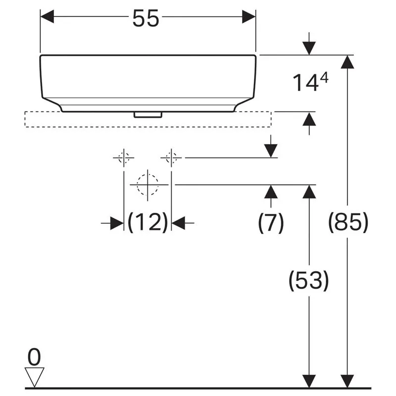 Габаритная схема Раковина Geberit VariForm 500.779.01.2 55 см
