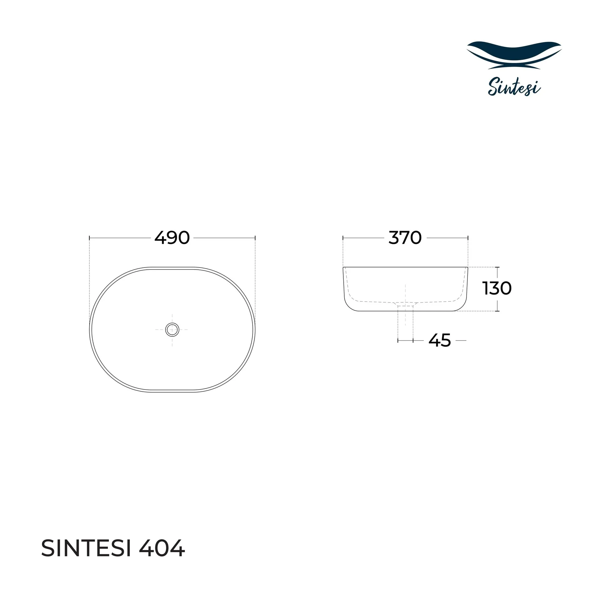 Габаритная схема Раковина Sintesi LVB-APP-404 50 см