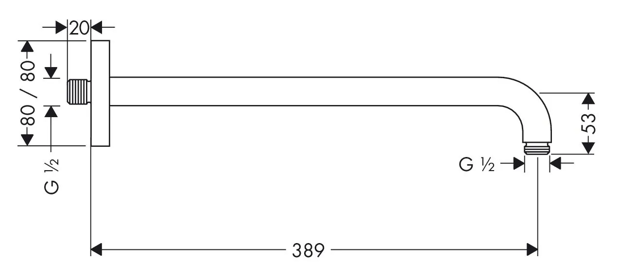 Габаритная схема Кронштейн для верхнего душа Hansgrohe 27446000