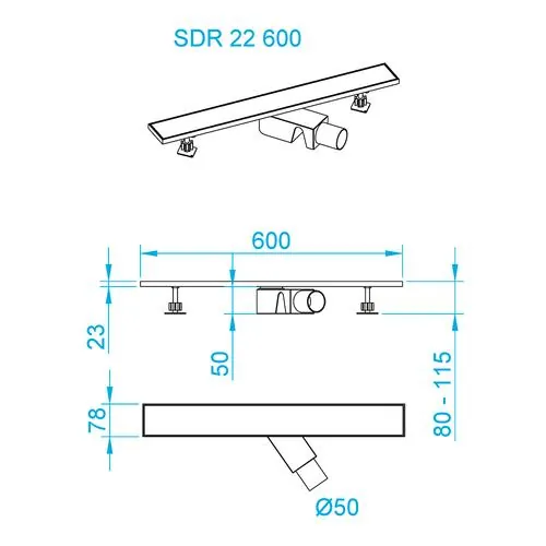 Габаритная схема Душевой трап RGW Shower Drain SDR-22B 47212260-04