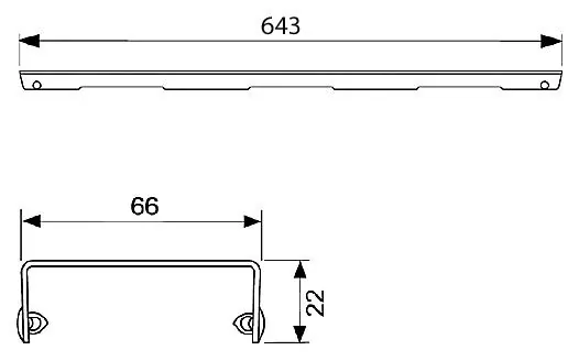 Габаритная схема Решетка TECE TECEdrainline Basic 600710 глянцевая 70 см