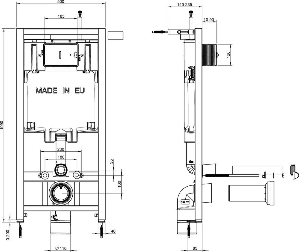 Габаритная схема Комплект Jacob Delafon Elite E21742RU-00