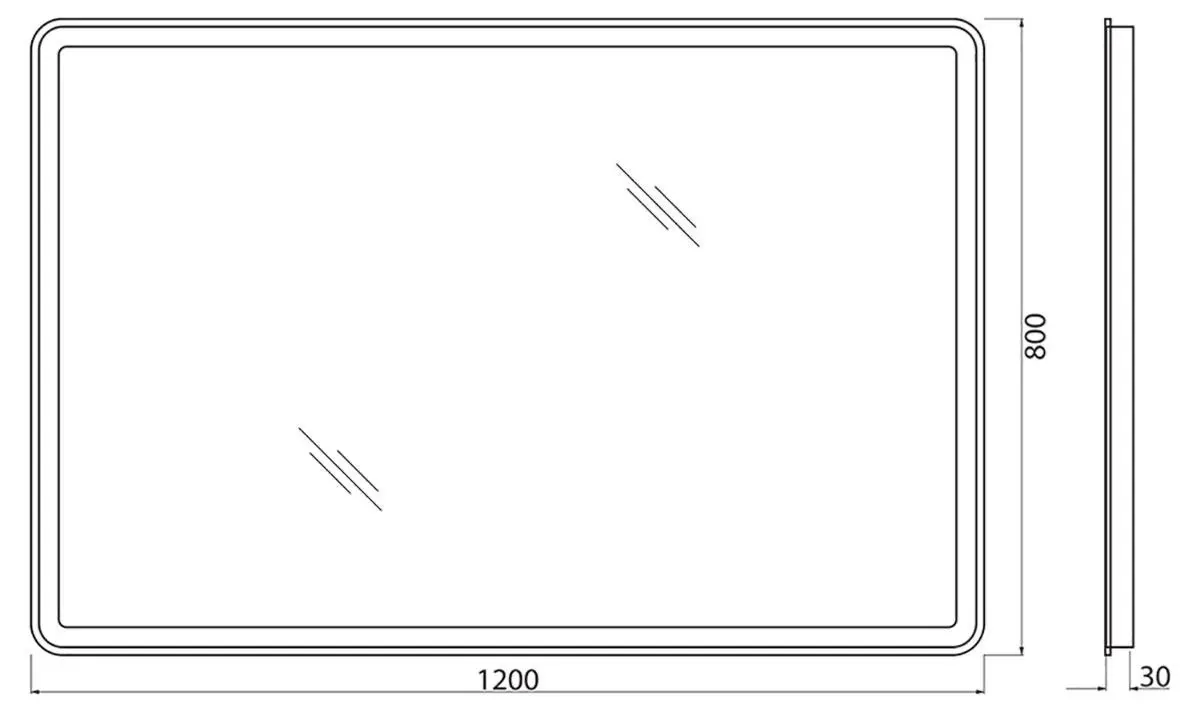 Габаритная схема Зеркало BelBagno SPC-MAR-1200-800-LED-BTN