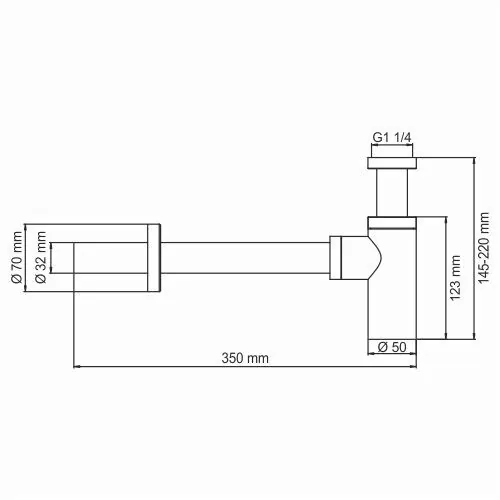Габаритная схема Сифон для раковины Wasserkraft A093