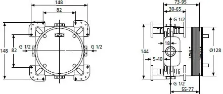 Габаритная схема Скрытая часть Ideal Standard Active A1000NU