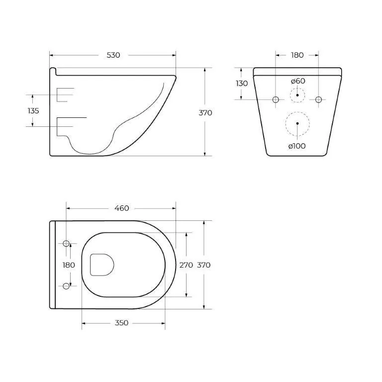 Габаритная схема Унитаз подвесной BelBagno Senso-Tor BB017CH-TOR/BB2031SC