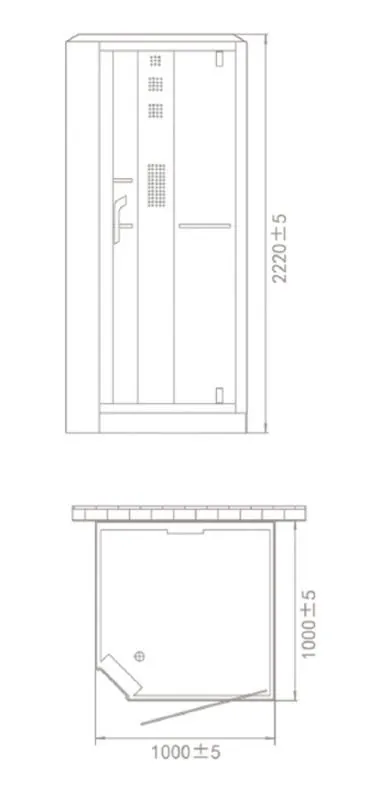 Габаритная схема Душевая кабина Orans 89101RB черная