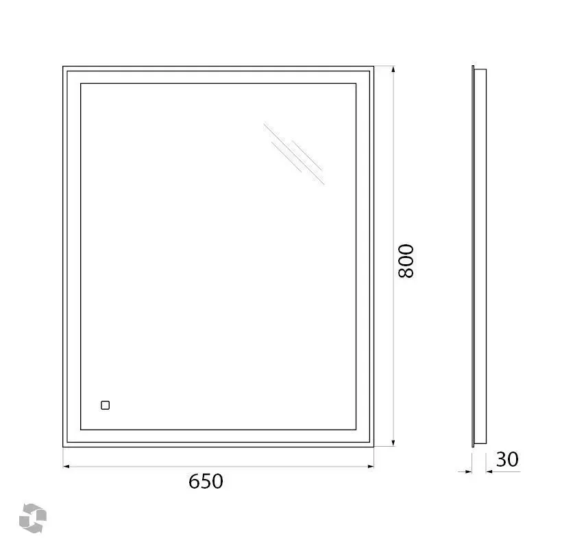 Габаритная схема Зеркало BelBagno SPC-GRT-650-800-LED-TCH