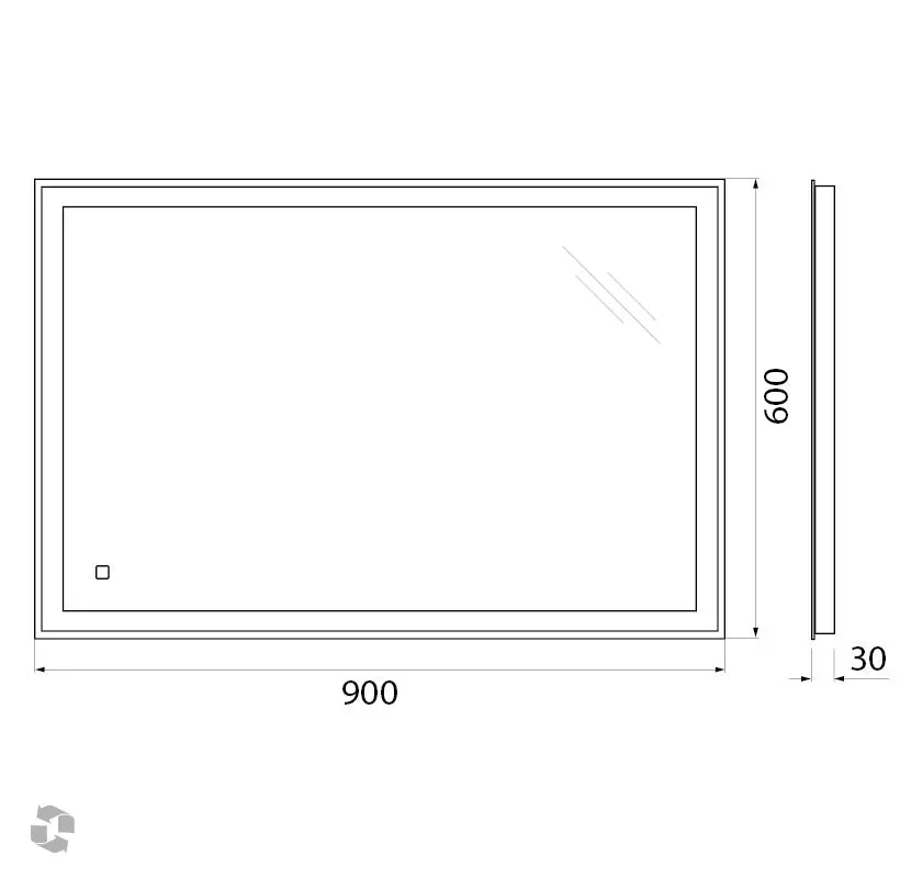 Габаритная схема Зеркало BelBagno SPC-GRT-900-600-LED-TCH