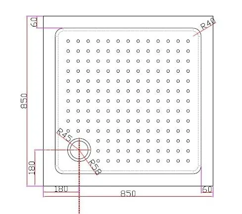Габаритная схема Поддон для душа Cezares TRAY-A-A-85-15-W