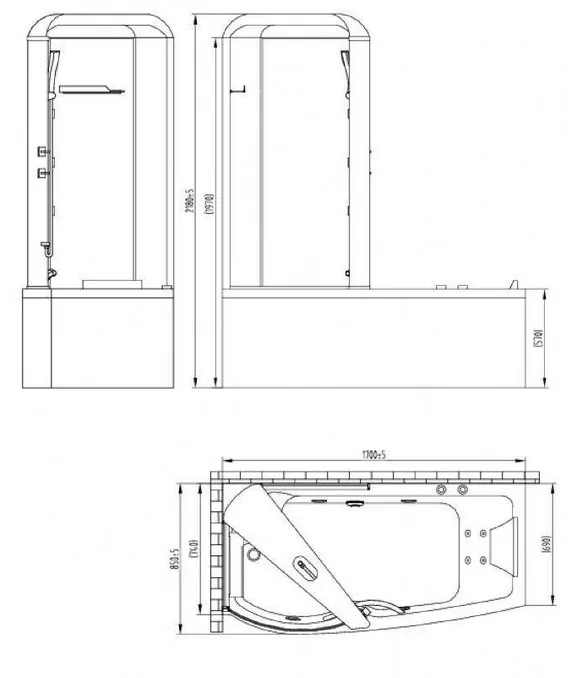 Габаритная схема Акриловая ванна Orans 9501R00 170x85
