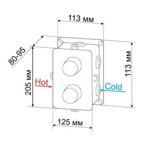 Габаритная схема Душевой комплект RGW Shower Panels SP-6143-01