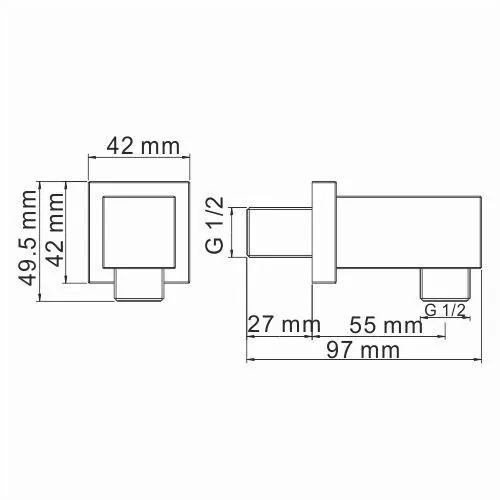 Габаритная схема Шланговое подключение Wasserkraft A089