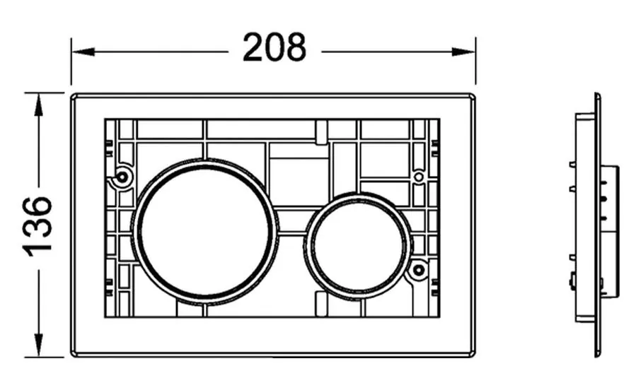 Габаритная схема Кнопка смыва TECE TECEloop Modular 9240669 сатин