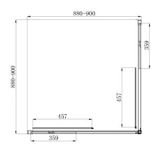 Габаритная схема Душевой уголок Azario Milton AZND1142900Black
