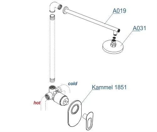 Габаритная схема Душевой комплект Wasserkraft Kammel A12831