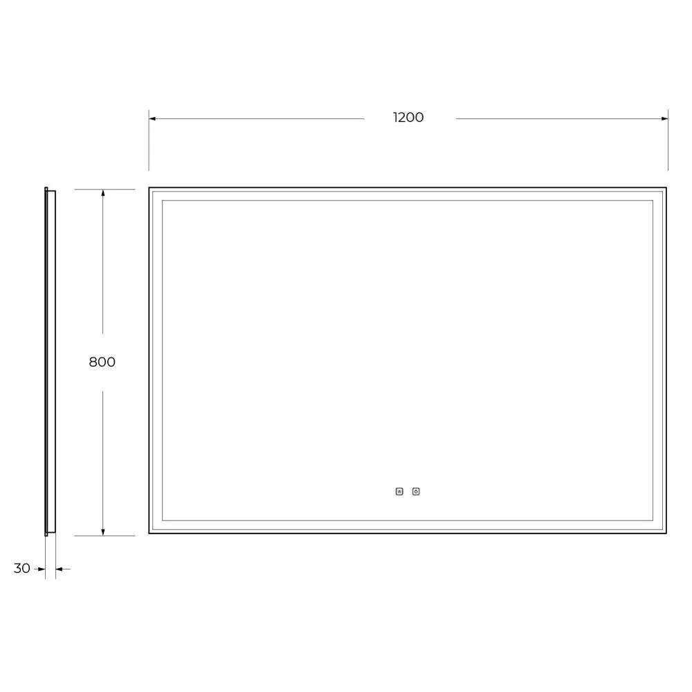 Габаритная схема Зеркало BelBagno SPC-GRT-1200-800-LED-TCH-SND