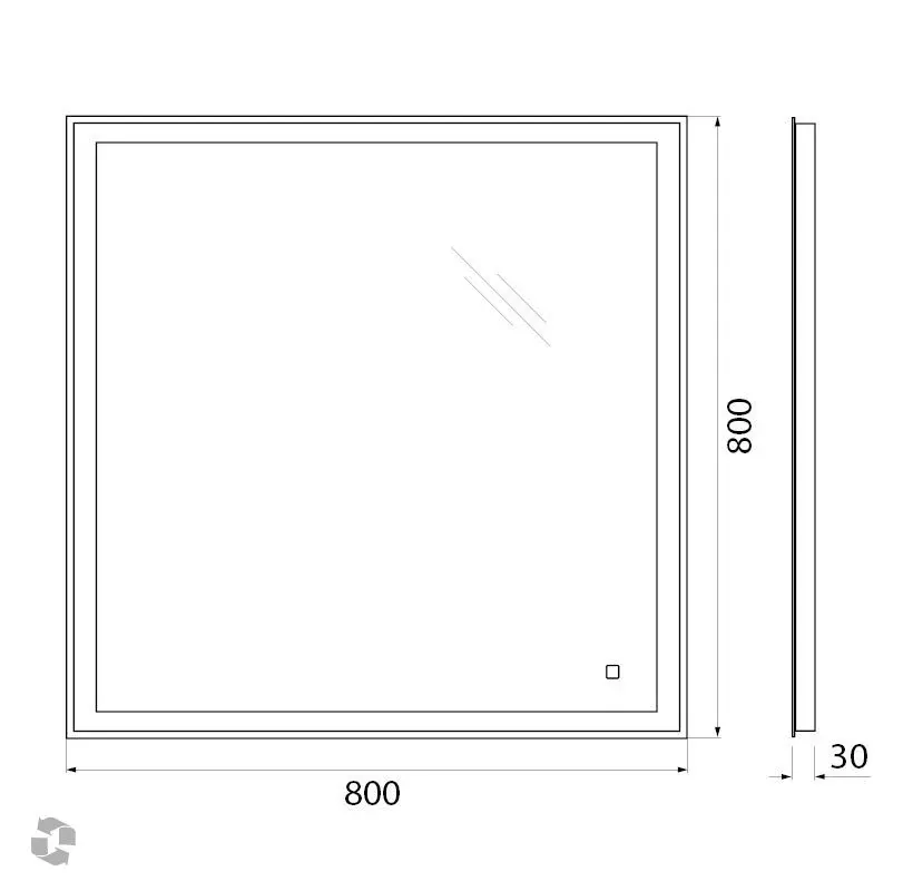 Габаритная схема Зеркало BelBagno SPC-GRT-800-800-LED-TCH