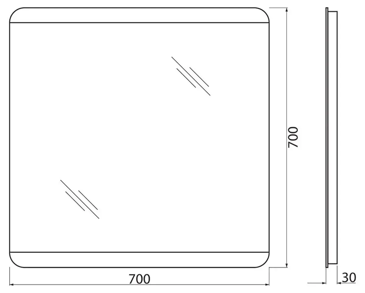 Габаритная схема Зеркало BelBagno SPC-CEZ-700-700-LED-BTN