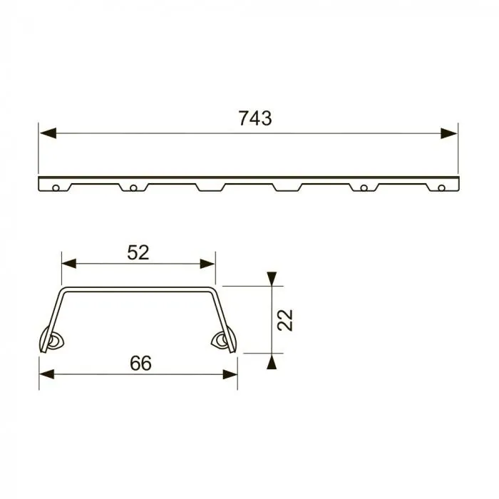 Габаритная схема Решетка TECE TECEdrainline Steel II 600883 матовая 80 см