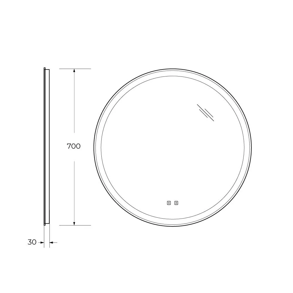 Габаритная схема Зеркало BelBagno SPC-RNG-700-LED-TCH-SND