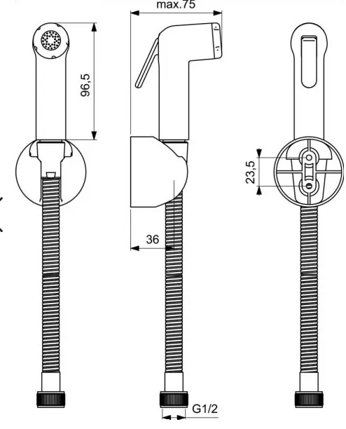 Габаритная схема Гигиенический душ Ideal Standard IdealSpray B0595AA