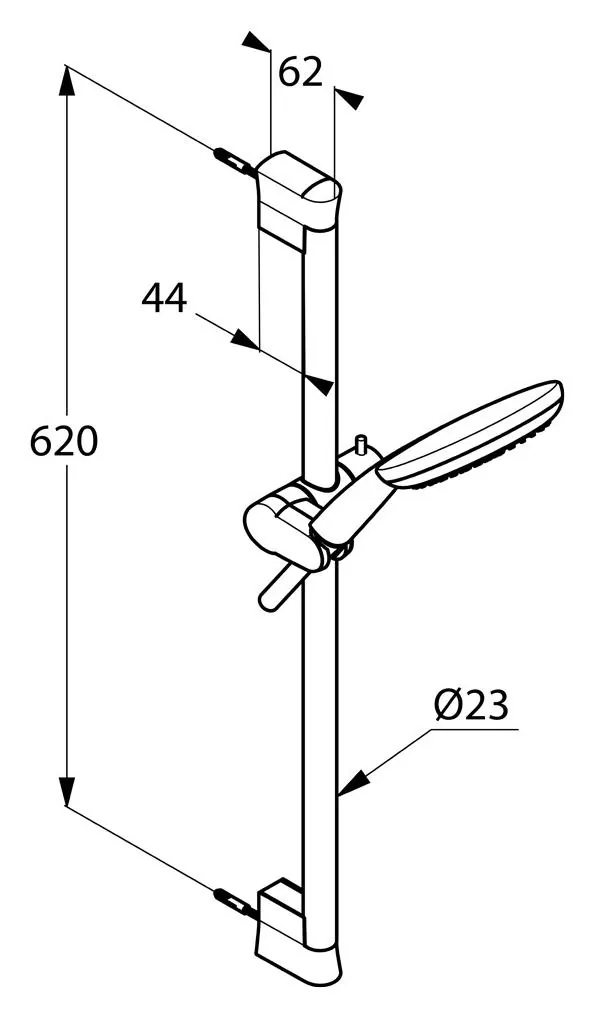 Габаритная схема Душевой гарнитур Kludi Freshline 6793005-00