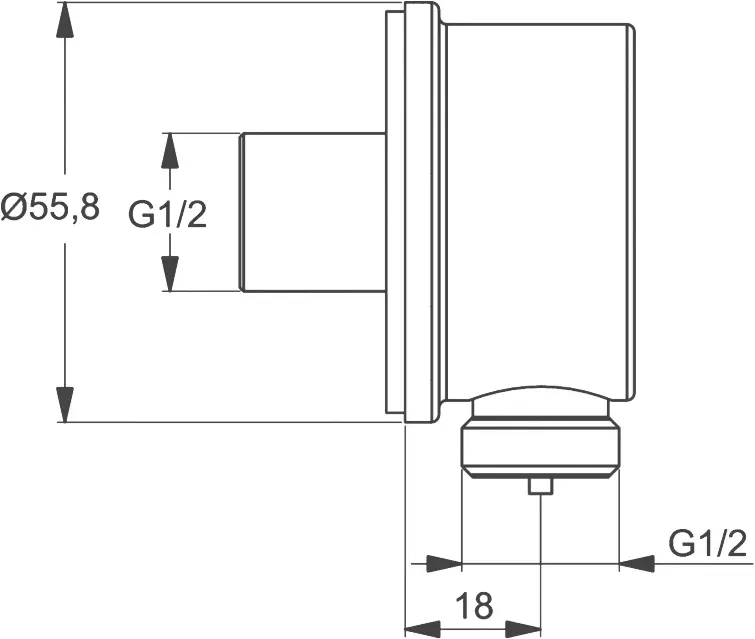 Габаритная схема Душевой комплект Ideal Standard Ceraterm BD006XC с внутренней частью